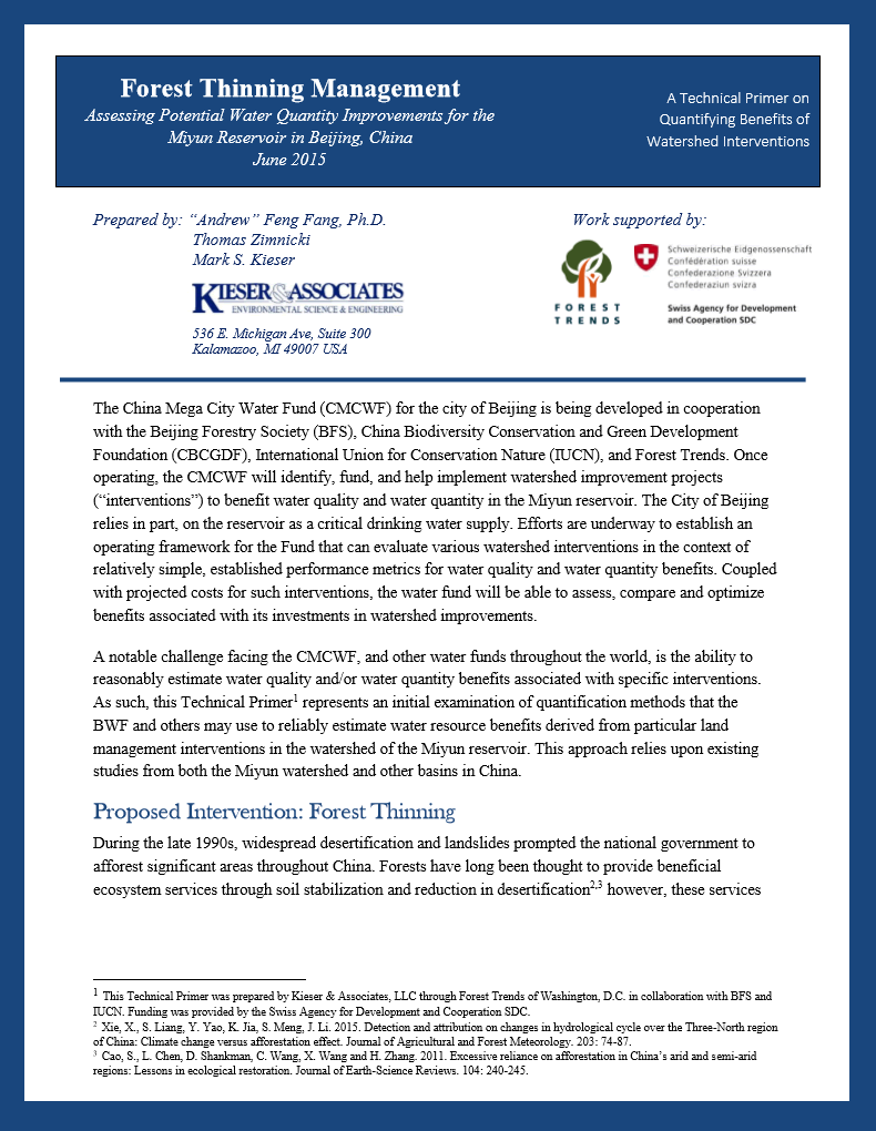 A Technical Primer for Quantifying the Benefits of Watershed