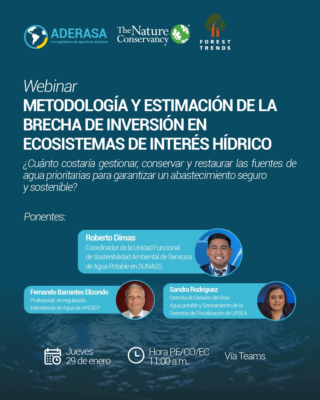 Webinar : Metodología y estimación de la brecha de inversión en ecosistemas de interés hídrico